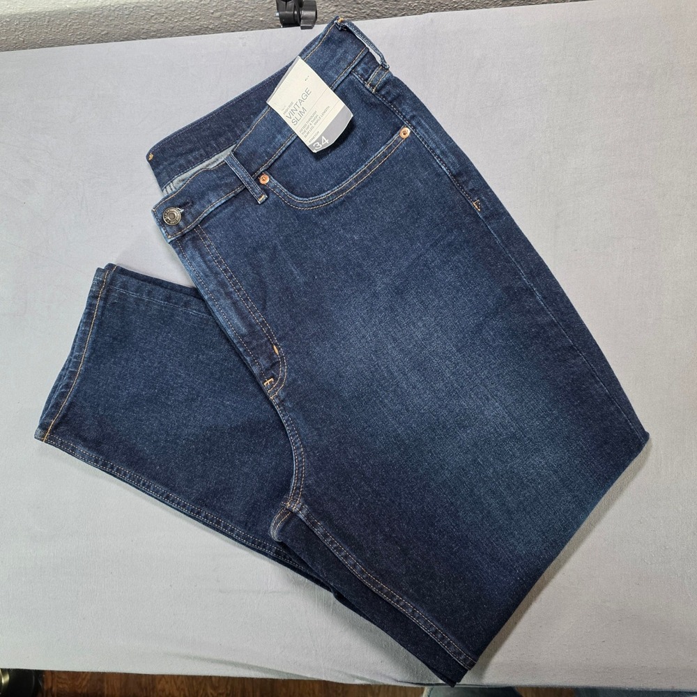 Gap‎ Vintage Slim High Rise Jeans Womens 34 18R Dark Wash Stretch Ankle Denim